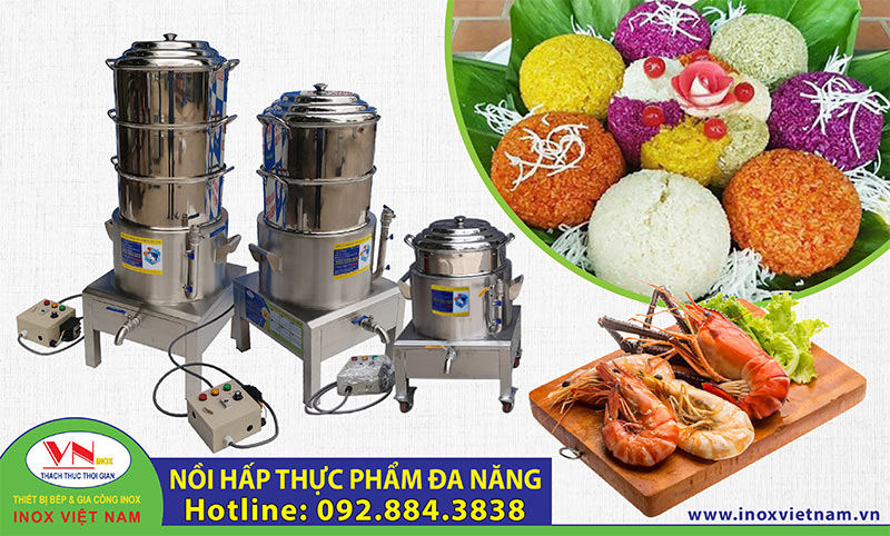 Nồi hấp công nghiệp cách thủy bằng điện dùng làm hấp bánh bao, hấp xôi, hấp hải sản,... mua tại Inox Việt Nam nhận ngay giá gốc.