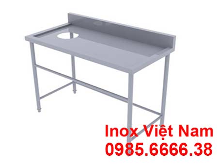 Bàn inox 1 tầng có lỗ xã rác