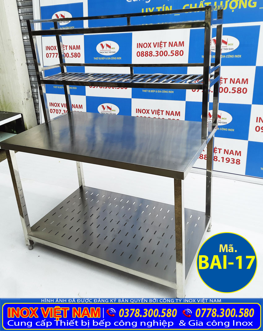 Bàn inox 2 tầng có kệ trên giá bao nhiêu, bàn inox tích hợp kệ úp chén thực phẩm mua ở đâu? bàn inox giá bao nhiêu? Mọi thắc mắc sẽ được giải quyết tại Inox Việt Nam.