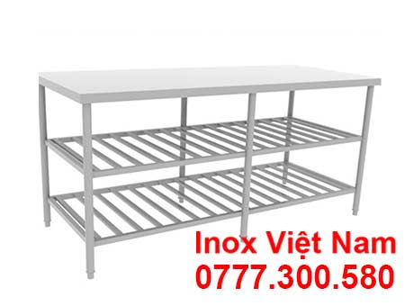 Bàn inox 3 tầng 2 kệ