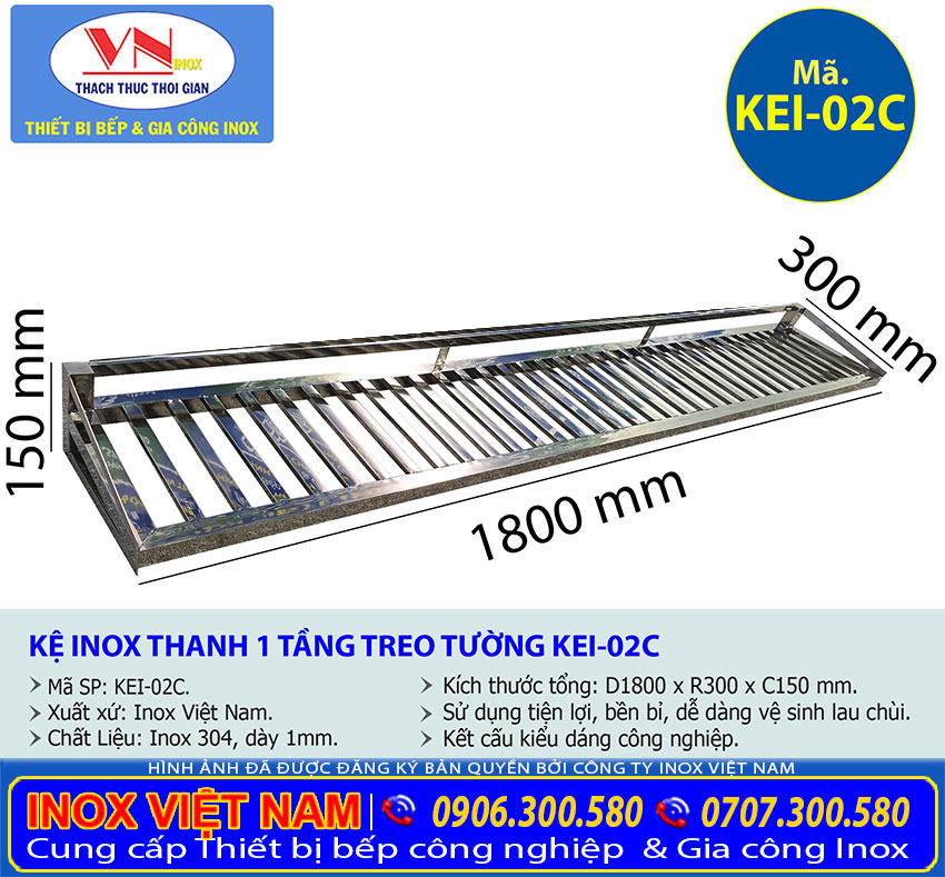 Kệ bếp inox nhà bếp inox đẹp chất lượng giá tốt tại Inox Việt Nam mã KEI-02C