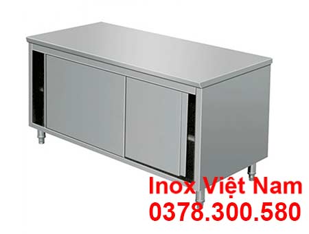 Tủ inox cửa lùa 2 tầng