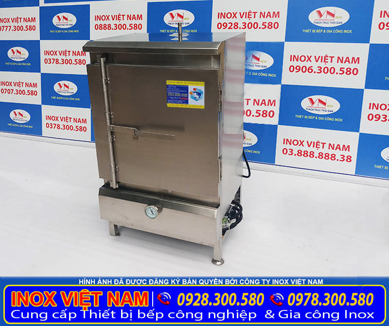 Báo giá tủ hấp cơm công nghiệp bằng điện gas 30 kg, tủ nấu cơm công nghiệp 30 kg gạo dùng gas tại xưởng Inox Việt Nam.