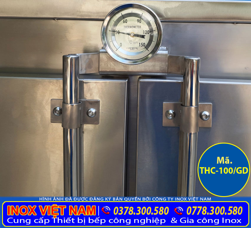 Chi tiết đồng hồ của tủ cơm công nghiệp 100kg dùng gas và điện.