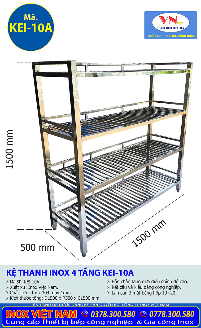 Kệ Inox Thanh 4 Tầng KEI-10A