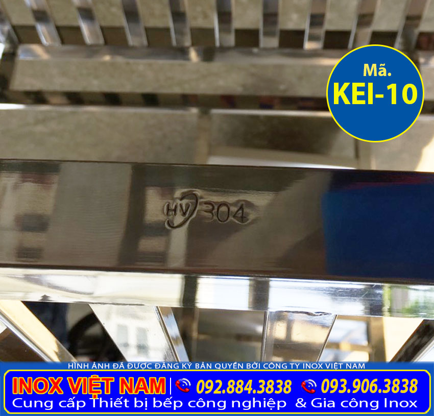 Kệ inox 304, kệ inox được làm từ inox 304 được dập team ino 304 lên kệ.