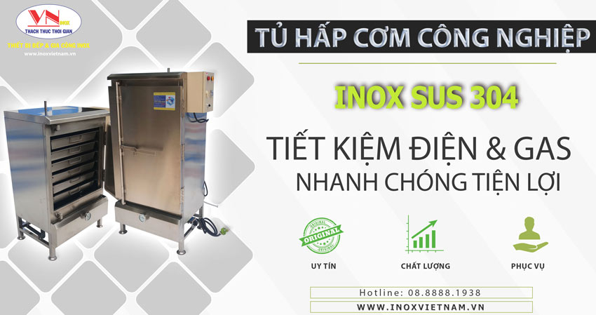 Tủ hấp cơm công nghiệp bằng gas và điện, tủ hấp cơm công nghiệp, tủ nấu cơm công nghiệp.