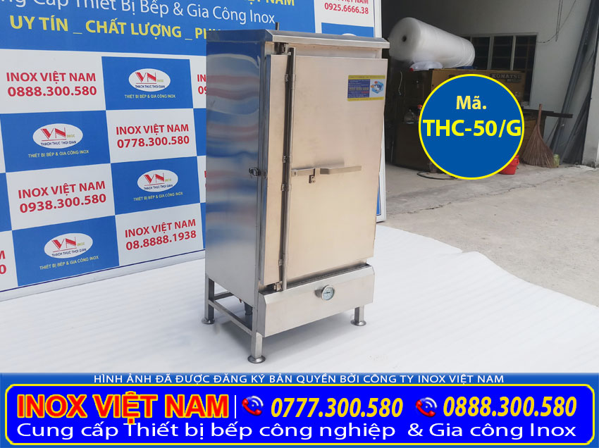 Tủ hấp cơm 50kg bằng gas, tủ hấp cơm công nghiệp bằng gas 50kg giá tốt tại Inox Việt Nam.