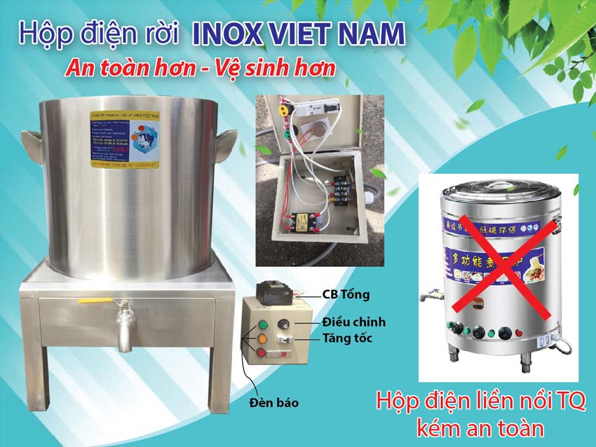 Nồi điện nấu phở hộp điện rời.