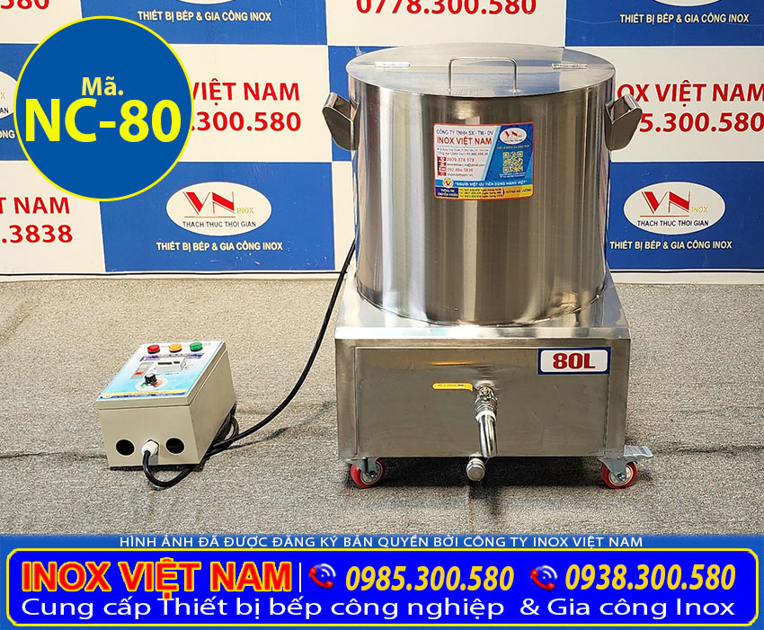 Nồi inox nấu cháo bằng điện 80 lít, nồi nấu cháo công nghiệp bằng điện chất lượng khi kinh doanh nhà hàng quán ăn