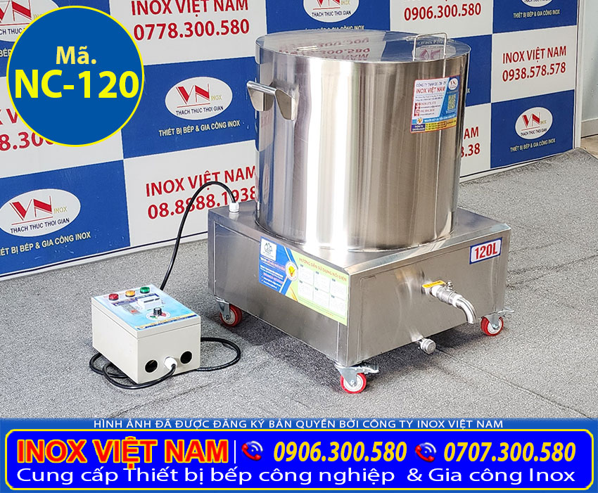 Nồi inox nấu cháo bằng điện công nghiệp dung tích 120 lít bền chất lượng theo thời gian khi sử dụng