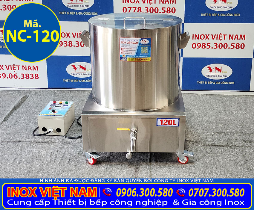 Nồi inox nấu cháo bằng điện công nghiệp dung tích 120 lít rất tiện lợi khi sử dụng