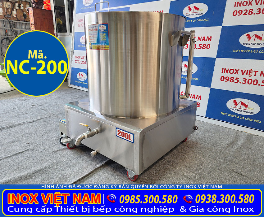 Nồi inox nấu cháo công nghiệp công suất lớn dung tích 200 lít giá xưởng Inox Việt Nam