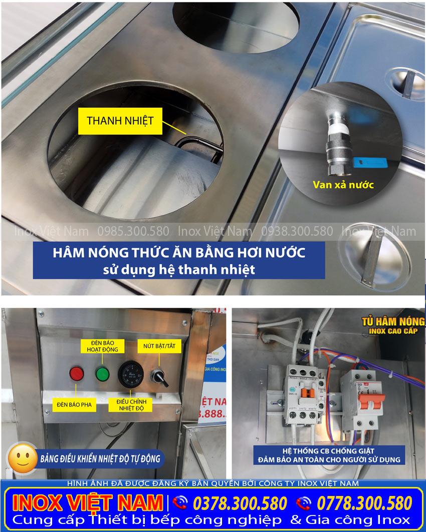 Tủ trưng bày tủ giữ nóng thức ăn, tủ hâm nóng, quầy hâm nóng thức ăn, quầy giữ nóng thực phẩm uy tín mua tại Inox Việt Nam.