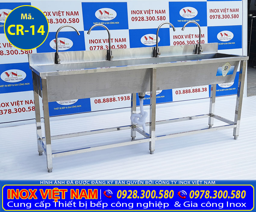 Sản phẩm máng rửa tay inox công nghiệp trường học xí nghiệp giá tốt tại xưởng sản xuất Inox Việt Nam.