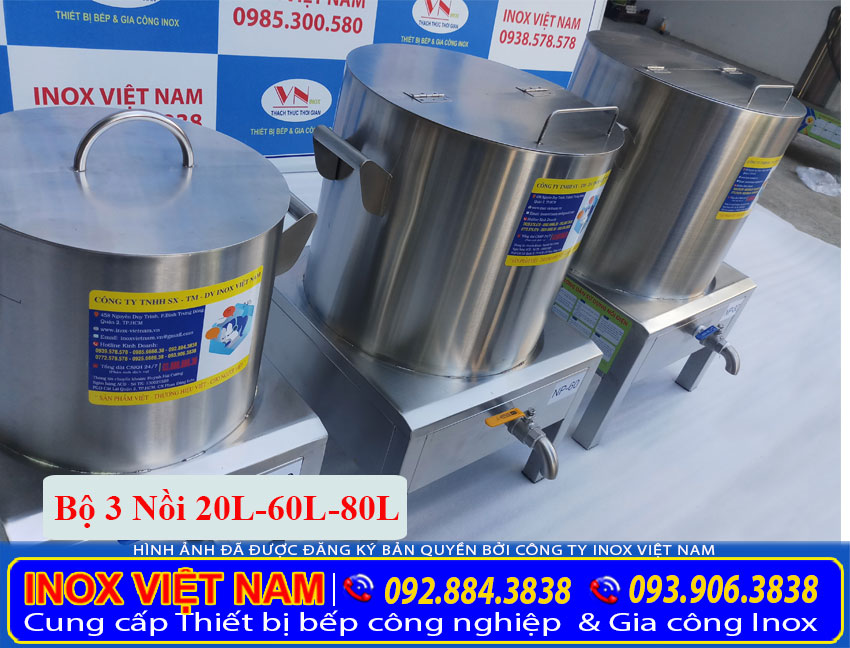 Giá bộ nồi nấu phở bằng điện 20 lít 60 lít và 80 lít, liên hệ IVN tư vấn báo giá bộ nồi nấu phở bằng điện này ngay.