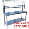 Bàn inox 2 tầng có kệ trên, bàn inox nhà bếp có kệ trên.