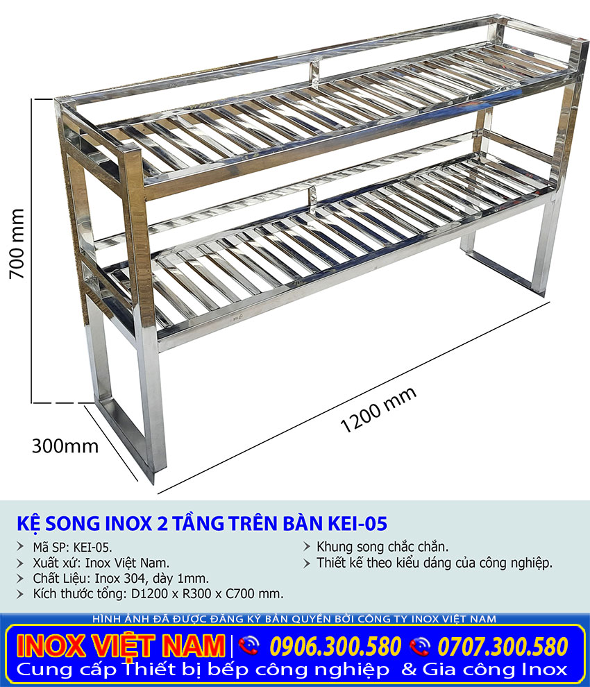 Báo giá kệ bếp inox 2 tầng lắp trên bàn, kệ inox 2 tầng lắp mặt bàn.