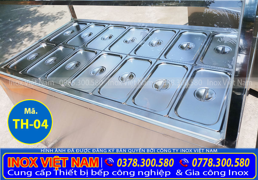 Báo giá quầy giữ nóng cháo dinh dưỡng bằng điện, quầy bán cháo dinh dưỡng inox, tủ bán cháo dinh dưỡng có khay topping