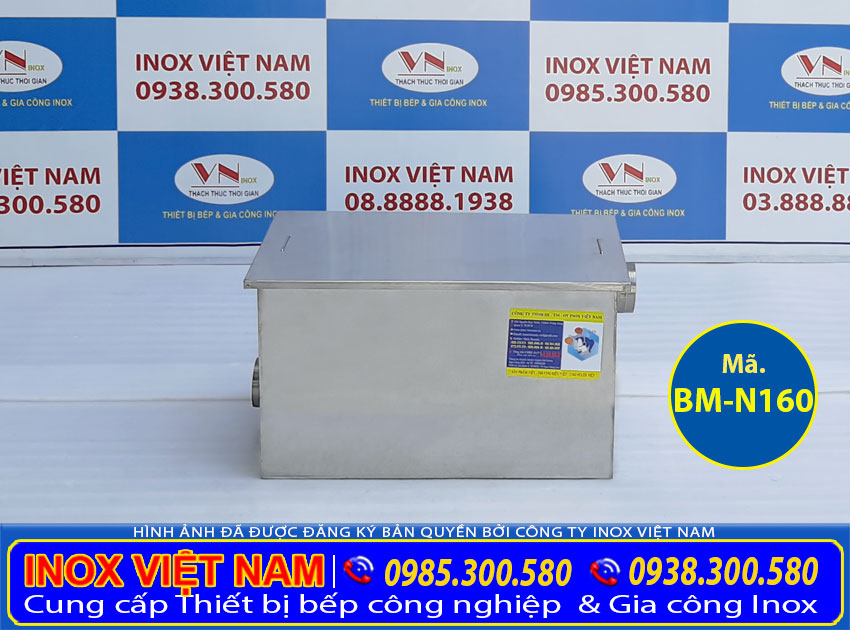 Bẫy mỡ inox 160 lít, bẫy mỡ inox 3 ngăn lắp đặt nổi giá tốt tại xưởng Inox Việt Nam.