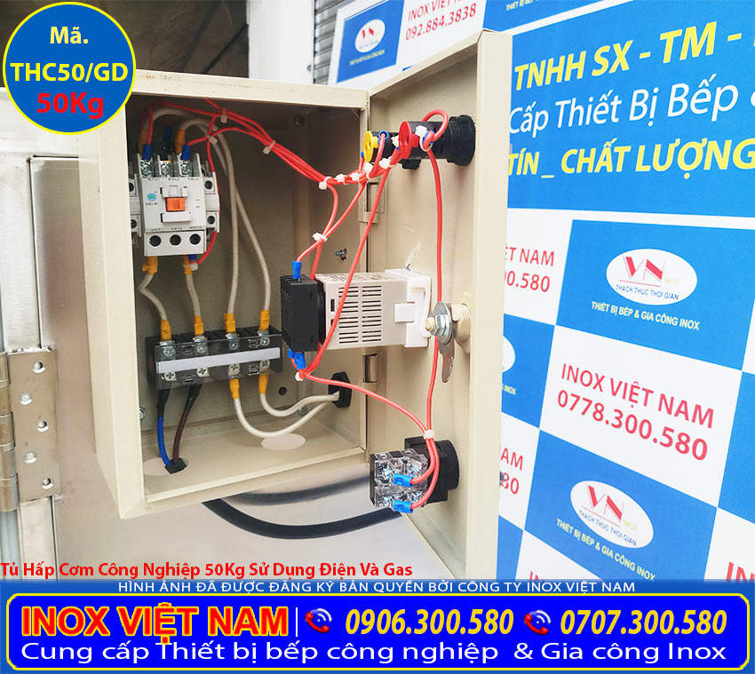 Hộp điện tủ hấp cơm công nghiệp điện và gas, tủ cơm công nghiệp giá tốt mua tại TPHCM.