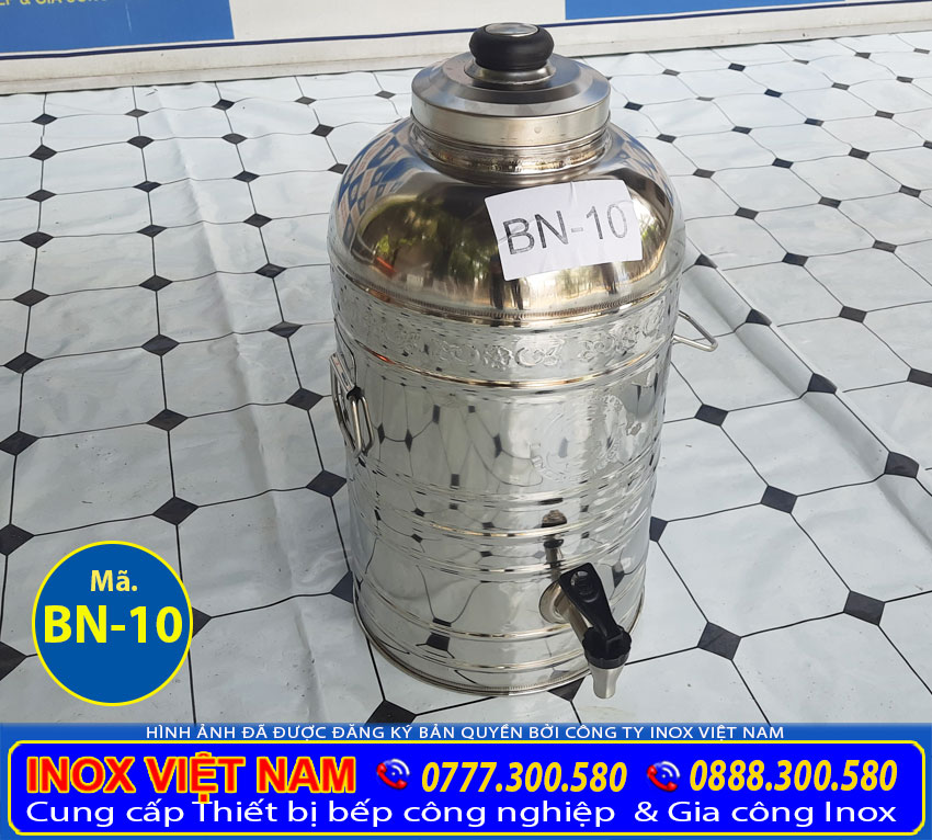 Liên hệ Inox Việt Nam mua bình đựng trà đá inox, hoặc đặt làm số lượng bình đá inox có vòi gạt, bình giữ nhiệt inox uy tín.