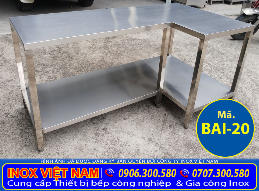 Giá bán bàn bếp inox góc tường nhà bếp, bàn inox góc nhà bếp giá gốc tại xưởng Inox Việt Nam.