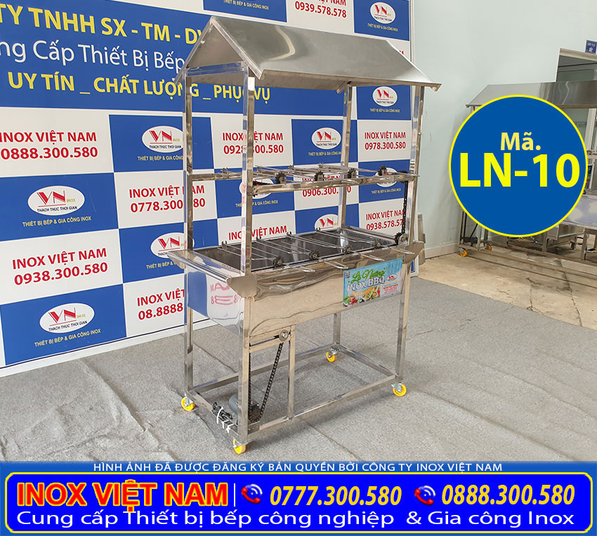 Địa chỉ mua lò nướng than inox tự động quay, lò nướng quay vịt gà có 8 xiên chất lượng tại TPHCM. Liên hệ Inox Việt Nam.