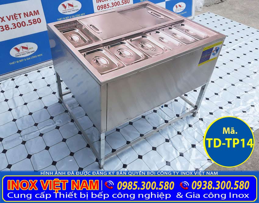 Thùng đá khung chân có khay topping giá tốt tại Inox Việt Nam.