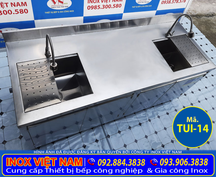 Báo giá tủ inox có gắn bồn rửa chén inox dài 2 mét chất lượng.