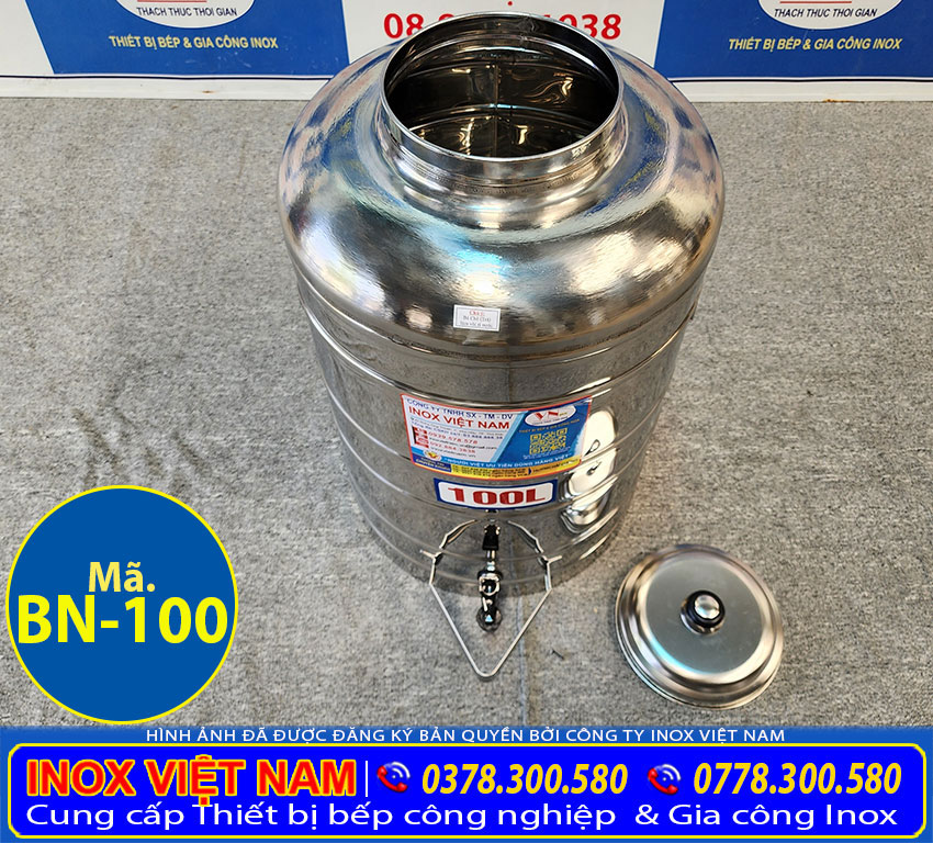 Ảnh thực tế bình đựng nước đá inox 100 lít giá tốt tại Inox Việt Nam. Mã: BN-100