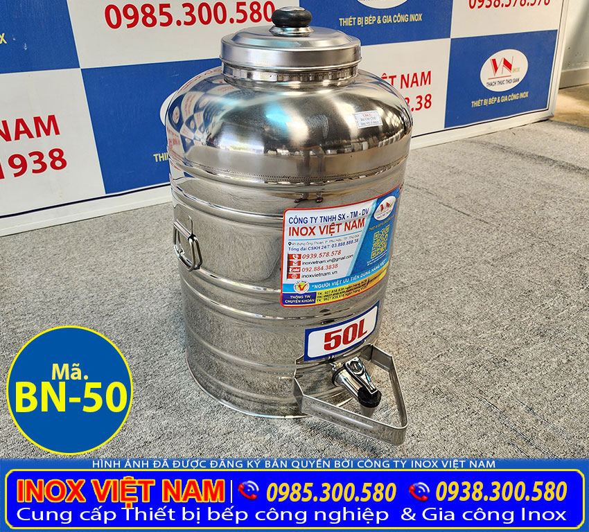 Bình nước inox đựng trà đá 50 lít giá tốt tại Inox Việt Nam, có ship hàng tận nơi các tỉnh thành trên toàn quốc