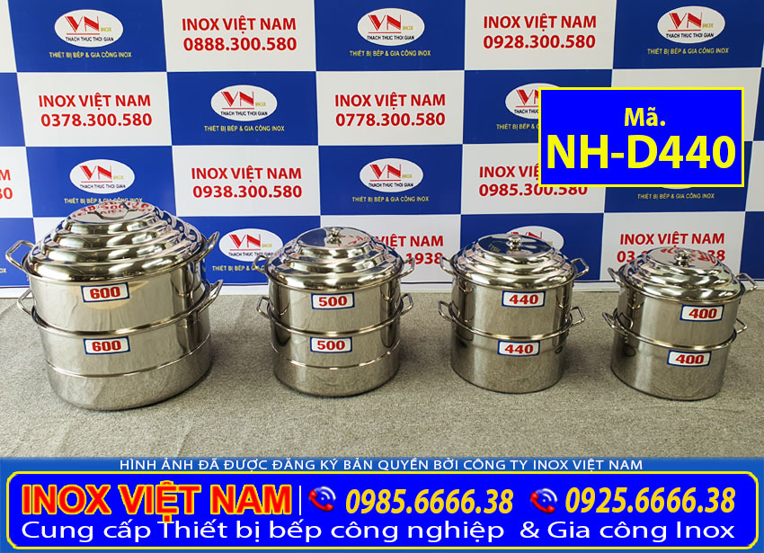 Bộ 4 sản phẩm Nồi Hấp Inox Sử Sụng Bếp Gas NH-D440