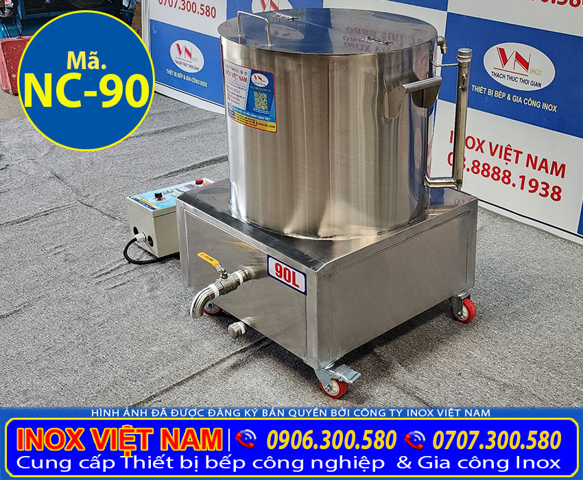 Nồi điện nấu cháo công nghiệp 90 lít giá xưởng Inox Việt Nam. Mã: NC-90