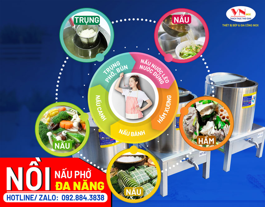 Nồi điện nấu phở inox 304 đa năng giá tốt tại xưởng Inox Việt Nam.