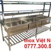 Bồn Rửa Inox 304 Có 3 Hộc Kệ Trên Và Dưới CR-69