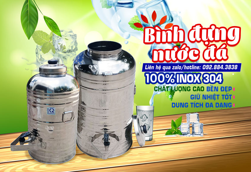 Sản phẩm có nhiều mục đích sử dụng bình đựng nước đá từ thiện, bình nước inox có gòi gạt giá không qua trung gian tại Inox Việt Nam