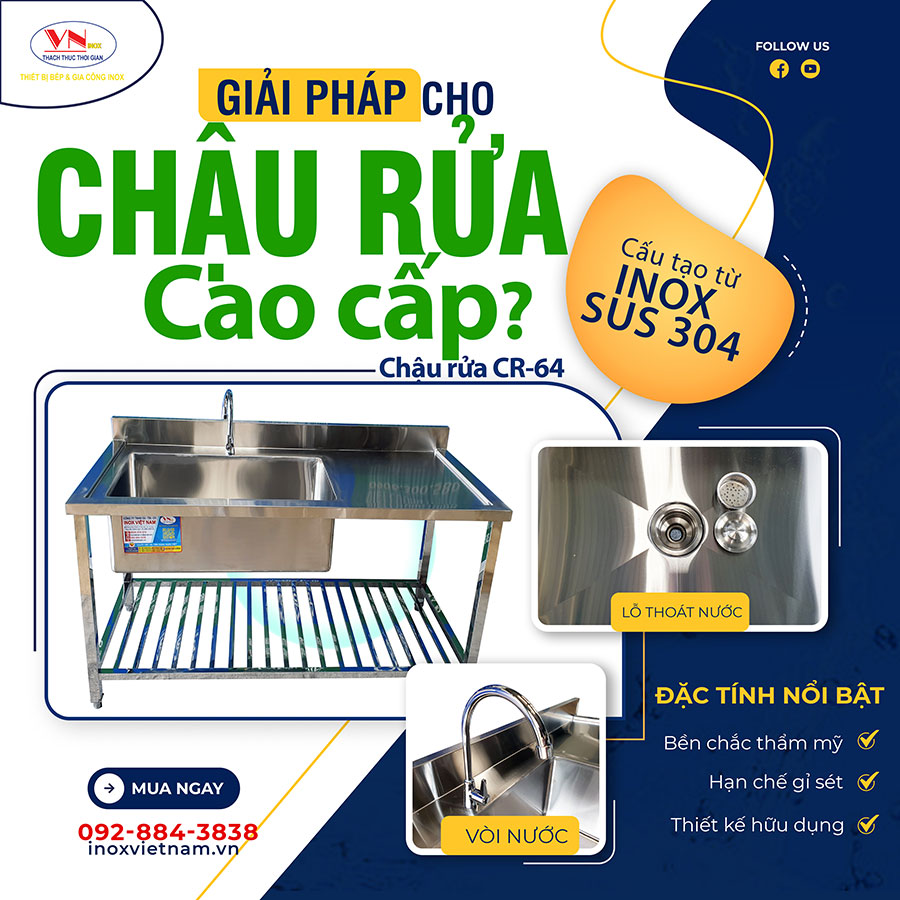 Top mẫu chậu rửa inox công nghiệp giá xưởng Inox Việt Nam, tại đây quý khách hàng tha hồ lựa chọn mẫu chậu rửa inox 304 để mua