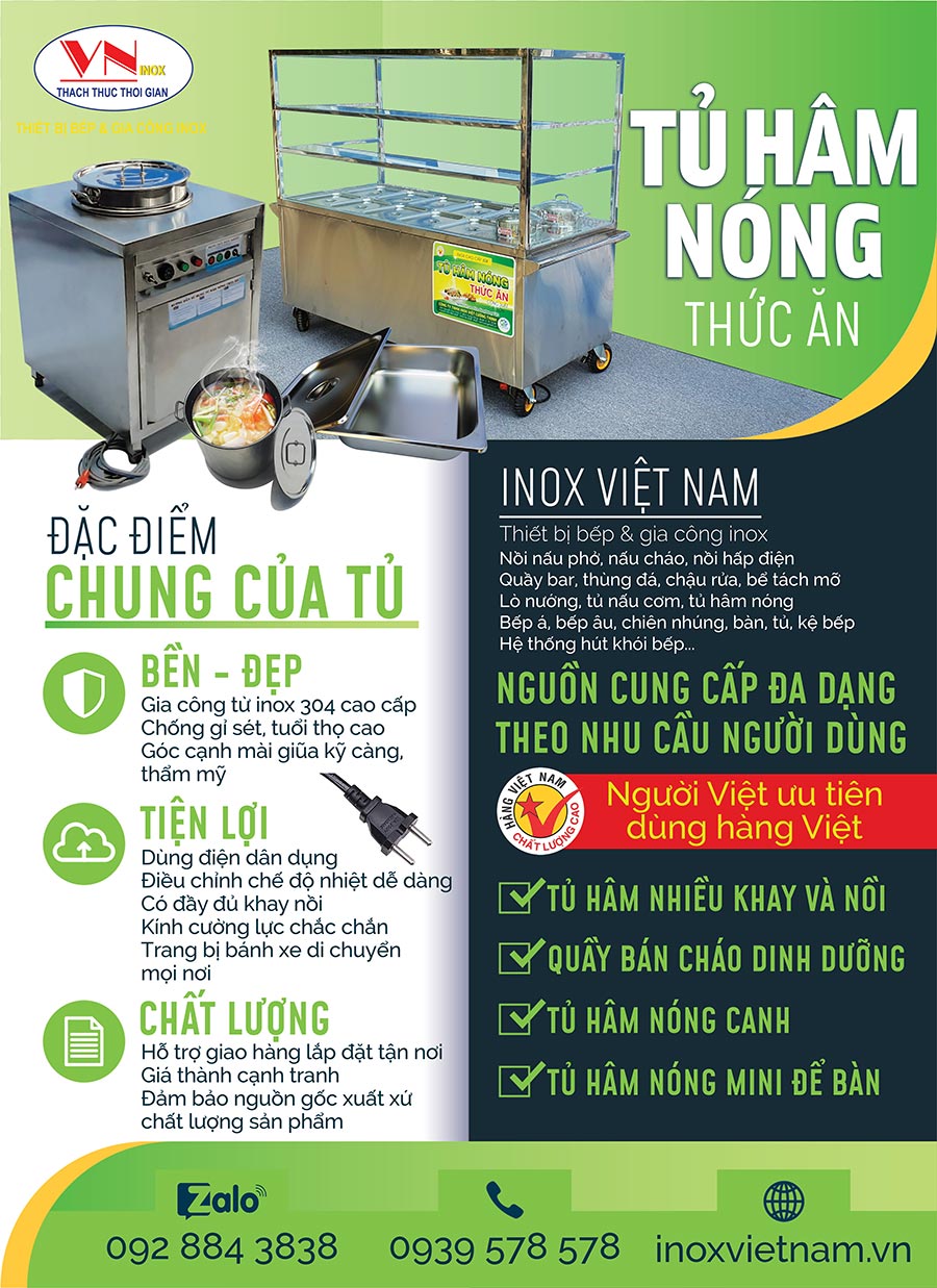 Tủ bán cơm hâm nóng thức ăn giá tốt với nhiều mẫu và kích  thước khác nhau tại Inox Việt Nam.