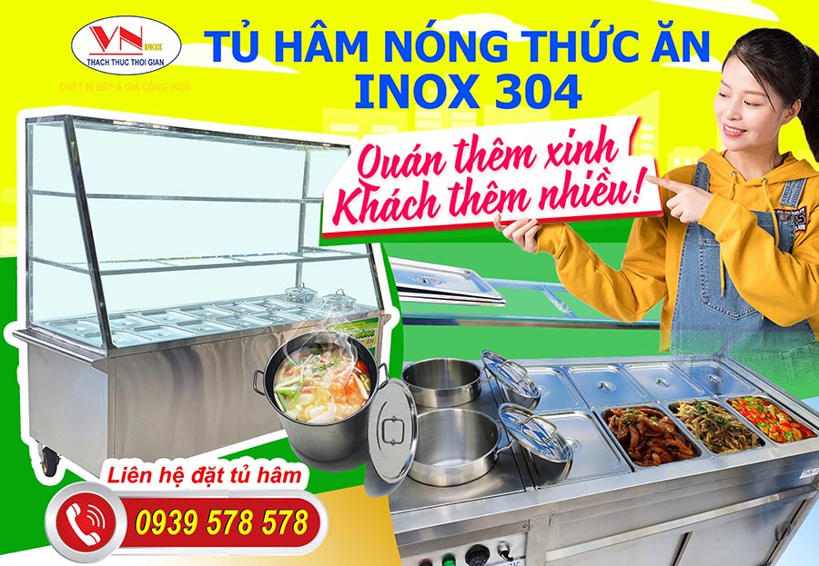 Tủ bán cơm, tủ hâm nóng thức ăn giá tốt tại Inox Việt Nam sản xuất mang đến tay khách hàng cho nhiều nhà hàng quán ăn và khách sạn.