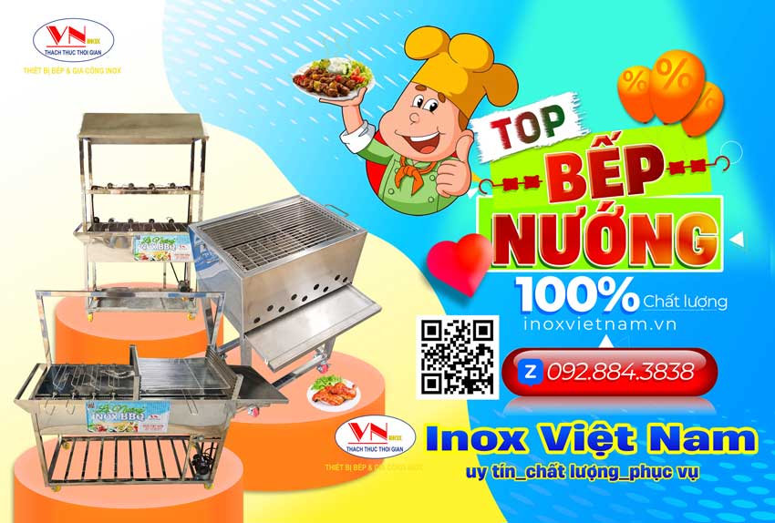 Bếp nướng than inox BBQ chân cao giá tốt tại Inox Việt Nam