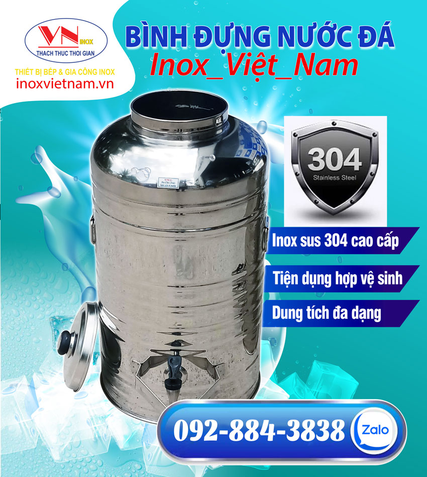 Bình inox đựng nước đá có vòi gạt được sử dụng rộng rãi hiện nay, nhiều khách hàng tìm đến Inox Việt Nam để mua