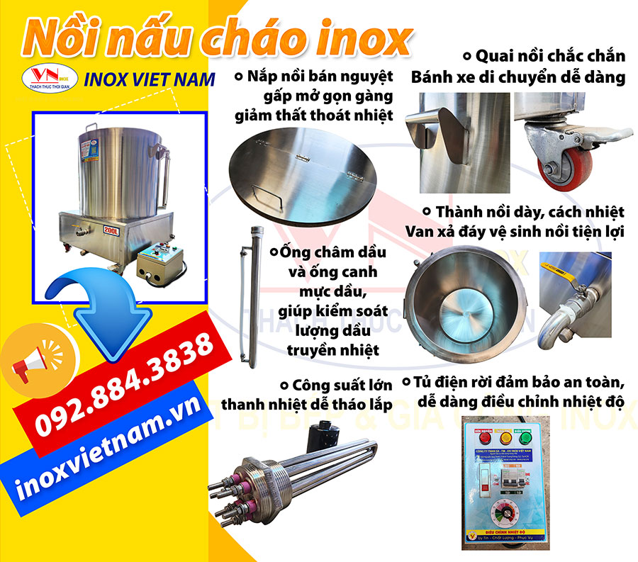 Sản xuất nồi nấu cháo công nghiệp bằng điện như thế nào? Hãy liên hệ Inox Việt Nam ngay đừng ngần ngại