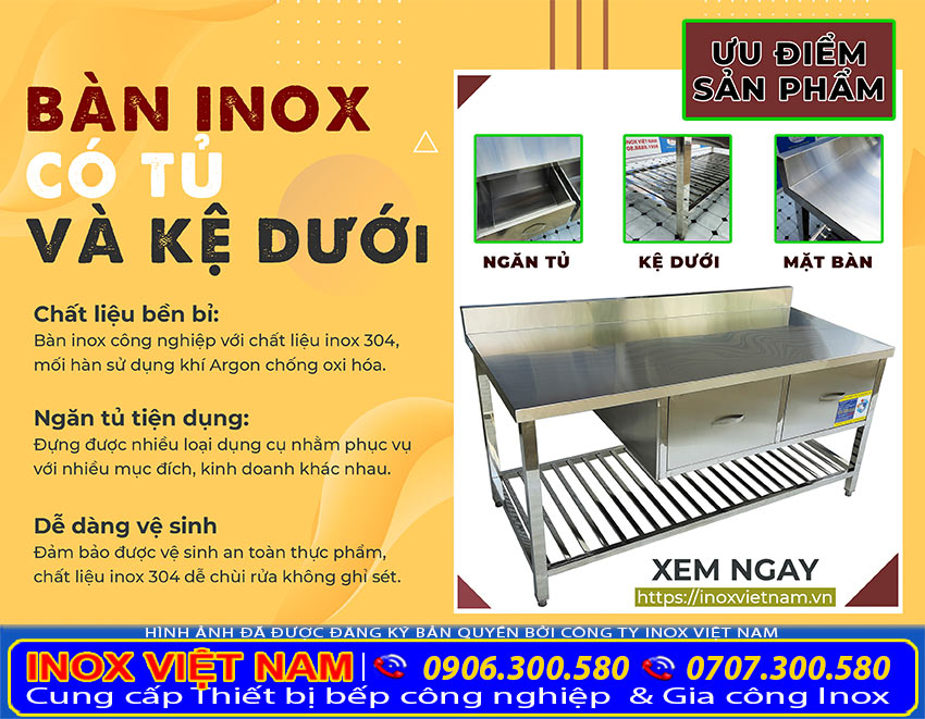 Đến với Inox Việt Nam bạn lựa chọn bàn inox công nghiệp đa năng giá tốt, với nhiều mẫu mã có sẵn tại Showroom