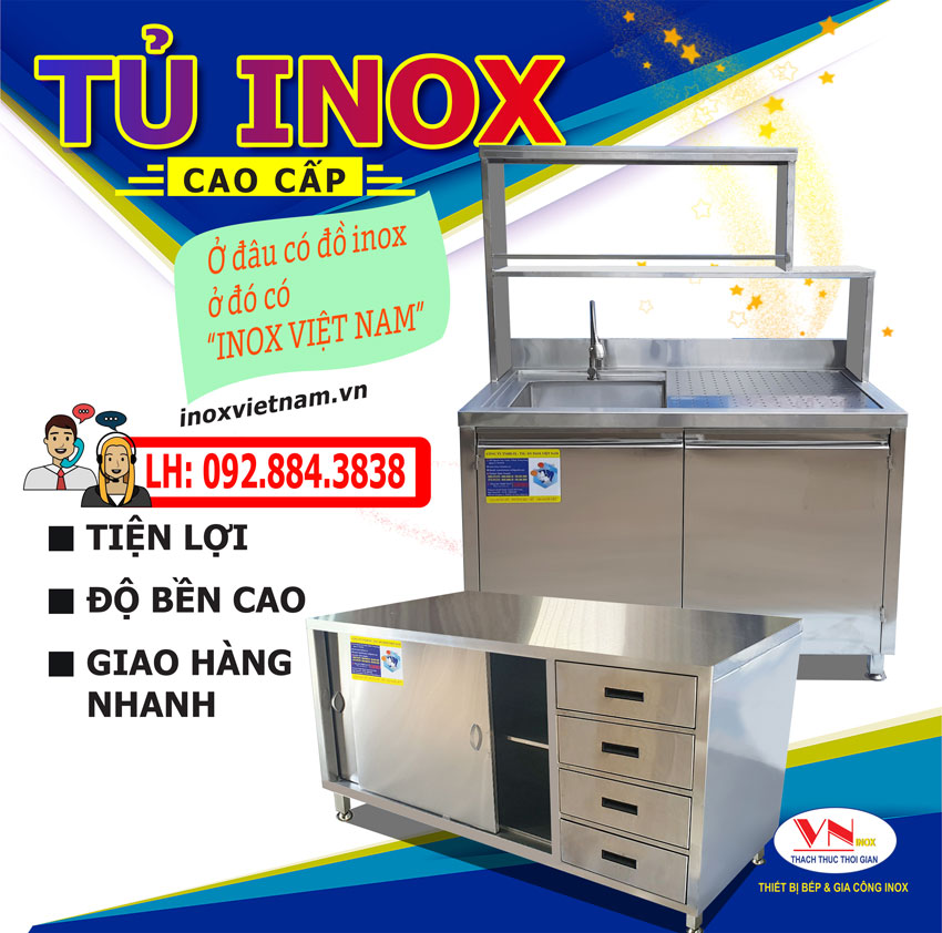 Báo giá tủ đựng chén bát bằng inox 304 cho bếp nhà hàng và công nghiệp các loại. CALL: 093.906.3838 gặp Inox Việt Nam