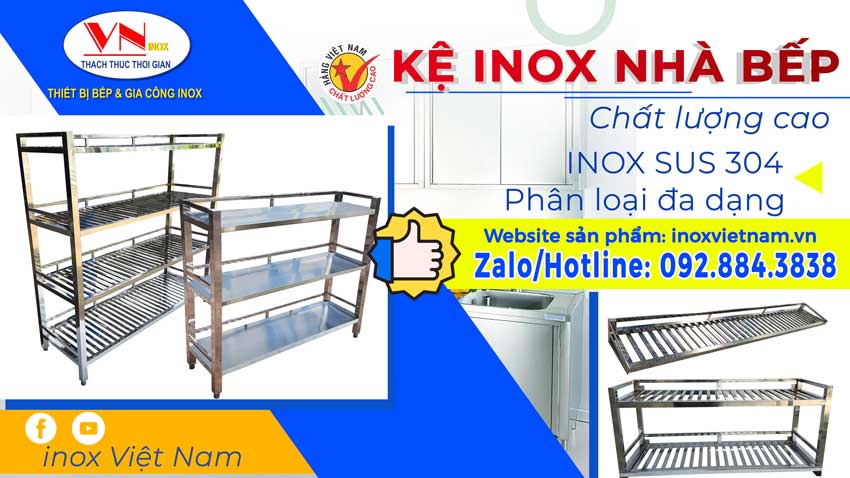 Kệ bếp inox công nghiệp đa năng nhiều tầng, nhiều mẫu mã và kích thước đa dạng giá tốt tại Inox Việt Nam. Hãy đến và mua kệ inox công nghiệp ngay khi bạn cần giá tại xưởng sản xuất