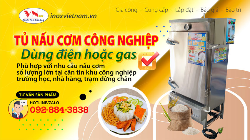 Tủ hấp cơm công  nghiệp loại nào tốt, nên chọn loại tủ hấp cơm điện hay gas, hoặc chọn tủ hấp cơm công nghiệp cả điện và gas