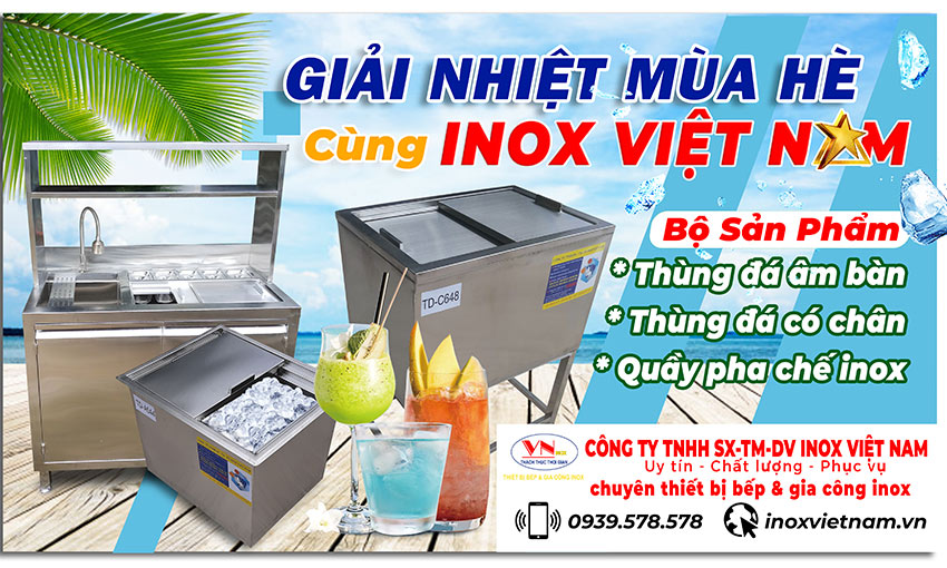 Thùng đựng đá inox pha chế cafe trà sữa cho quán giá tốt