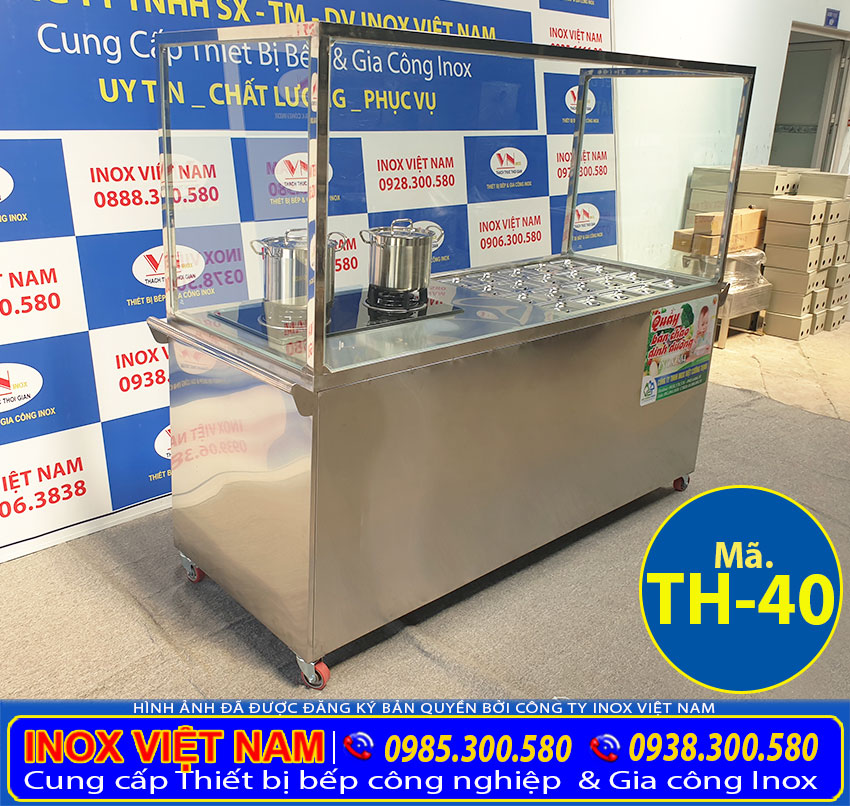 Tủ hâm nóng thức ăn 20 khay 2 nồi canh giá tốt tại xưởng sản xuất Inox Việt Nam của chúng tôi mã: TH-40