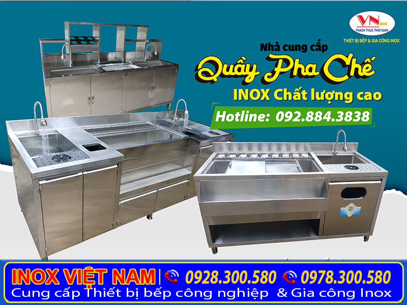 Tủ pha chế cafe trà sữa inox 304 giá tốt và nhiều mẫu mã khác có tại Inox Việt Nam